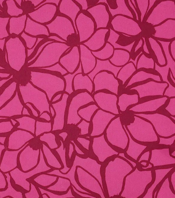 Katoen satijn roos met donkerrood bloemen - Nerida Hansen